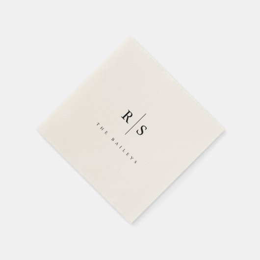 Serviette En Papier Mariage Monogramme noir & écrin classique (Coin)