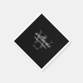 Serviette En Papier Mariage Monogramme Noir et Blanc (Coin)