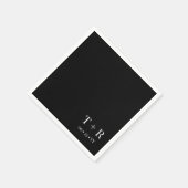 Serviette En Papier Mariage Monogramme noir et blanc (Coin)