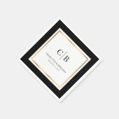 Serviette En Papier Mariage Monogramme noir et or (Coin)