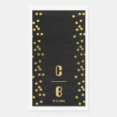 Serviette En Papier Mariage Monogramme Noir Et Or De Luxe (Devant)