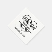 Serviette En Papier Mariage Monogramme Nom Date Cœur (Coin)