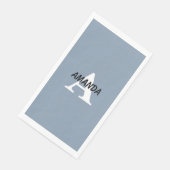 Serviette En Papier Mariage Monogramme Nom Dusty Blue Anniversaire (Coin)