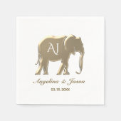 Serviette En Papier Mariage Monogramme Or (Devant)
