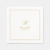 Serviette En Papier Mariage monogramme or classique simple (Devant)