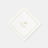 Serviette En Papier Mariage monogramme or classique simple (Coin)