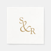 Serviette En Papier Mariage monogramme or minimal simple (Devant)