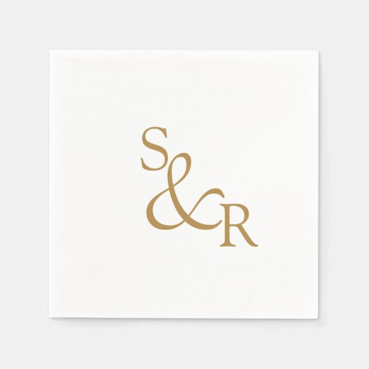 Serviette En Papier Mariage monogramme or minimal simple (Devant)