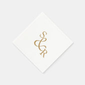 Serviette En Papier Mariage monogramme or minimal simple (Coin)