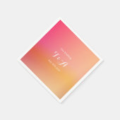 Serviette En Papier Mariage Monogrammé Orange Ombre (Coin)