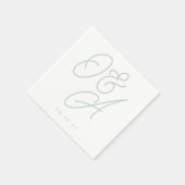 Serviette En Papier Mariage Monogramme Pale Eucalyptus Script (Coin)