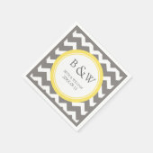 Serviette En Papier Mariage Monogramme personnalisé Napkin gris jaune  (Coin)