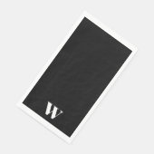 Serviette En Papier Mariage Monogramme Personnalisé Noir & Blanc (Coin)