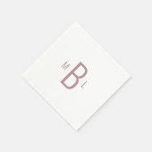 Serviette En Papier Mariage Monogramme Rose Dusty moderne (Coin)