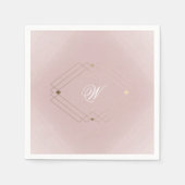 Serviette En Papier Mariage Monogramme rose Rose doré classique (Devant)