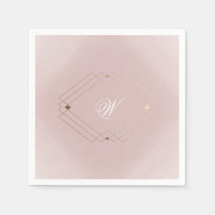 Serviette En Papier Mariage Monogramme rose Rose doré classique