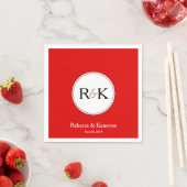 Serviette En Papier Mariage monogramme rouge (En situation)