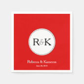 Serviette En Papier Mariage monogramme rouge (Devant)