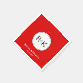 Serviette En Papier Mariage monogramme rouge (Coin)