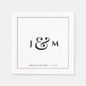 Serviette En Papier Mariage Monogramme Simple (Devant)