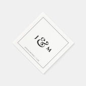 Serviette En Papier Mariage Monogramme Simple (Coin)