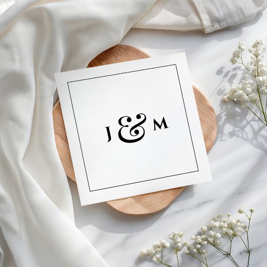 Serviette En Papier Mariage Monogramme Simple