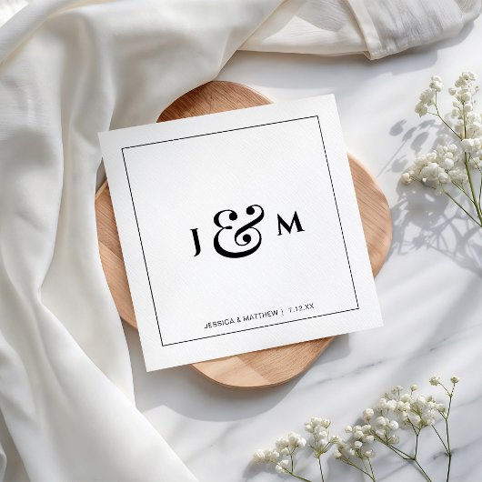 Serviette En Papier Mariage Monogramme Simple