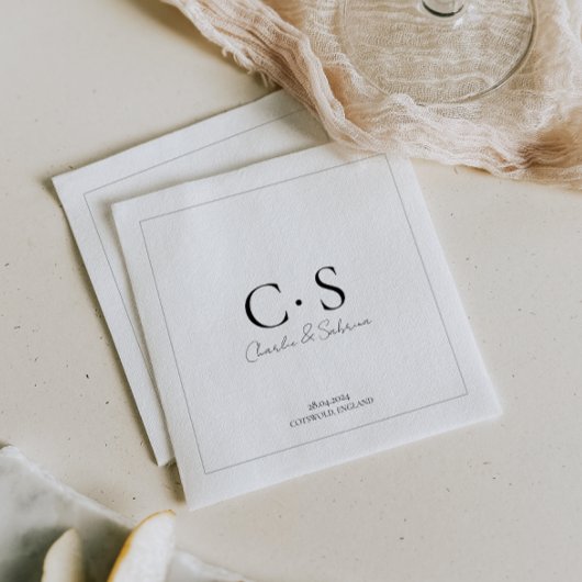 Serviette En Papier Mariage monogramme simple