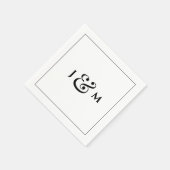 Serviette En Papier Mariage Monogramme Simple (Coin)
