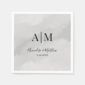 Serviette En Papier Mariage Monogramme Simple Classique Traditionnel (Devant)
