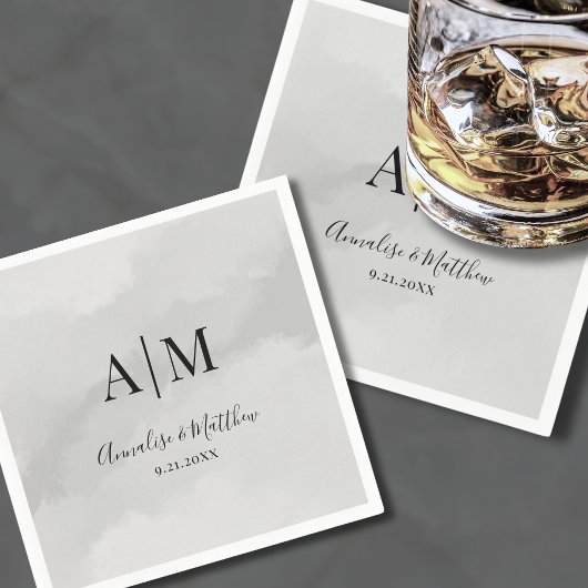 Serviette En Papier Mariage Monogramme Simple Classique Traditionnel