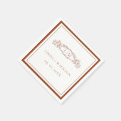 Serviette En Papier Mariage monogramme simple en terre cuite (Coin)