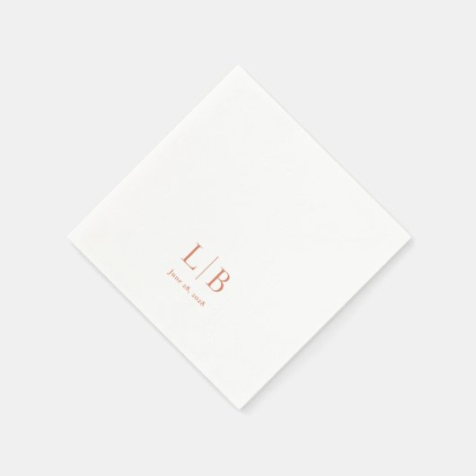 Serviette En Papier Mariage monogramme simple et minimal de agrumes (Coin)