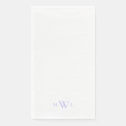 Serviette En Papier Mariage Monogramme simple Lavande (Devant)