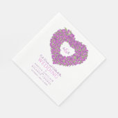 Serviette En Papier Mariage monogramme tulipes violet dessin d'encre d (Coin)