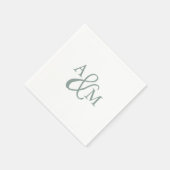 Serviette En Papier Mariage monogramme vert Dusty Sage (Coin)