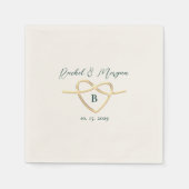 Serviette En Papier Mariage Monogramme vert émeraude (Devant)