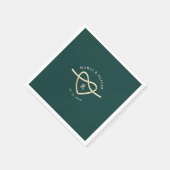 Serviette En Papier Mariage Monogrammé Vert Émeraude (Coin)