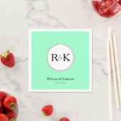 Serviette En Papier Mariage Monogrammé Vert Menthe (En situation)