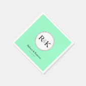 Serviette En Papier Mariage Monogrammé Vert Menthe (Coin)