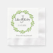 Serviette En Papier Mariage Monogramme vert Napkin (Devant)