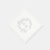 Serviette En Papier Mariage Monogramme vert Sage moderne (Coin)