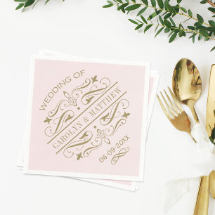 Serviette En Papier Mariage Monogramme Vintage Rose Antique Flourish