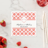 Serviette En Papier Mariage Motif Coral Pink (En situation)