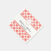 Serviette En Papier Mariage Motif Coral Pink (Coin)