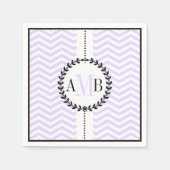 Serviette En Papier Mariage motif de lavande blanc chevron (Devant)