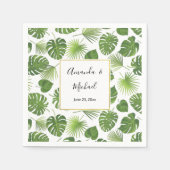 Serviette En Papier Mariage Motif Feuille élégant Green Tropical (Devant)