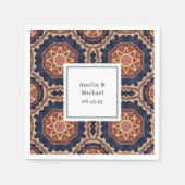 Serviette En Papier Mariage Motif Fleur et Formes Étoiles (Devant)