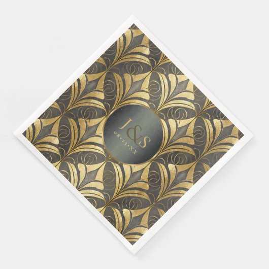 Serviette En Papier Mariage Motif Glam Art Deco ID1033 (Coin)