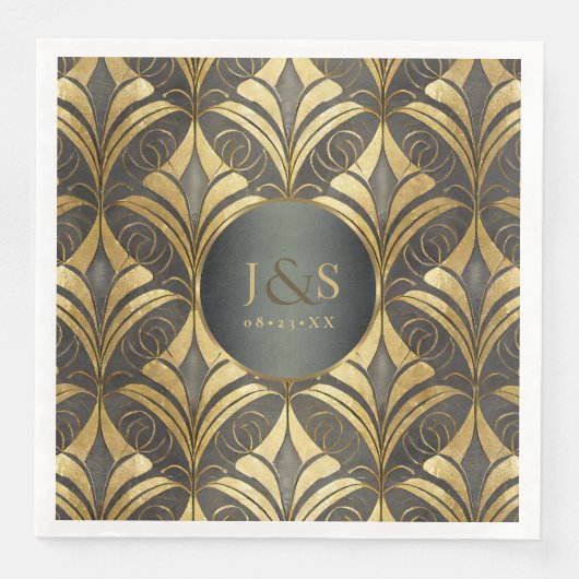 Serviette En Papier Mariage Motif Glam Art Deco ID1033 (Devant)